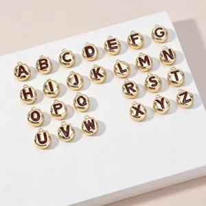 Vergoldete Emaillierte Buchstaben Anhänger 26 Alphabet Charms für DIY Halsketten Schmuck