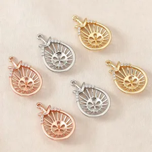 Koperen Achttien Karaat Vergulde Holle Waterdruppel Hanger Basis Met Zirconia Parelzetting DIY Sieraden Maken Onderdeel