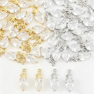 Cute Carrot Pendant Copper Gold Silver Plated Rhinestone Mini Vegetable Charm For DIY Jewelry Making Accessories Women