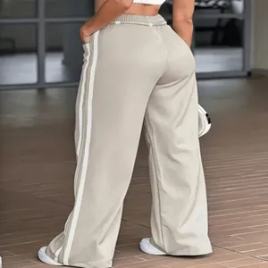 Pantaloni della tuta larghi casual da donna con bande laterali, vita elastica comodi.