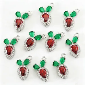 Gold plated carrot pendant with sparkling cubic zirconia for DIY jewelry making accessories
