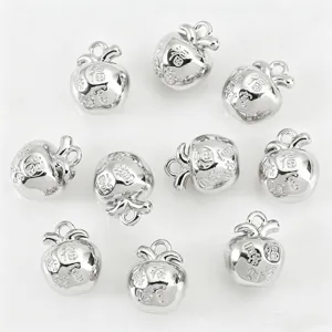 Massiv Metall 3D Apfel Charms Anhänger geprägte chinesische Zeichen für DIY Schmuck 10Stk