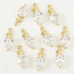 Gold plated carrot cubic zirconia charms dainty pendant for DIY jewelry making design