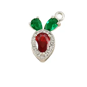 Copper 18k gold plated micro-pave rhinestone carrot pendant charm DIY jewelry accessory