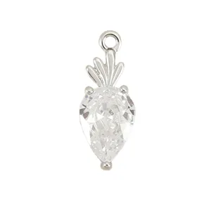 Exquisite silver carrot pendant with sparkling zirconia, mini DIY jewelry accessory for necklace.