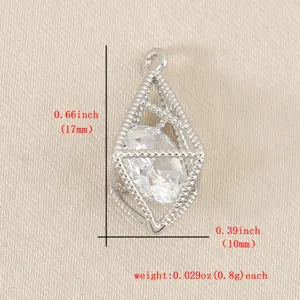 Silver geometric hollow diamond pendant DIY necklace bracelet jewelry making accessory part.
