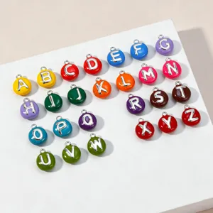Kleurrijke dopamine emaille alfabet bedels hanger DIY sieraden maken accessoires