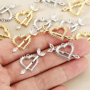 DIY Cupid arrow heart pendant jewelry accessories, exquisite hollow design with crystal rhinestones.