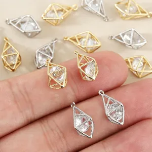 Hollow diamond pendant charm metal crystal DIY jewelry accessory necklace bracelet making supplies