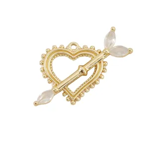 Gold Cupid Arrow Through Heart Pendant DIY Jewelry Accessory Hollow Love Charm Versatile Style