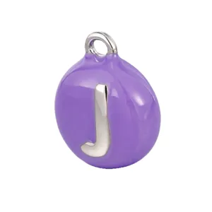 Dopamine snoep stijl paarse letter J hanger metaal emaille DIY sieraden accessoire