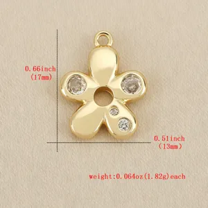 Goldener Blumen Anhänger Charm für DIY handgemachte Halsketten Armbänder Ohrringe Zubehör.