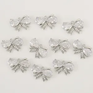 Bow zircon DIY jewelry charm pendant for handmade earrings necklace bracelet crafting accessories