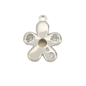 Silberner fünfblättriger Blumen Anhänger glitzernde Zirkonia DIY Schmuck Zubehör