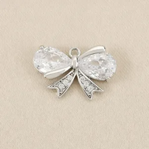 DIY Cubic Zirconia Bow Pendant Charm for Handmade Necklace Earring Jewelry Making Accessories