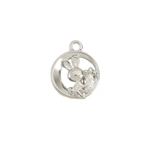 Creative hollow round rabbit carrot metal pendant charm for cute DIY jewelry accessories.