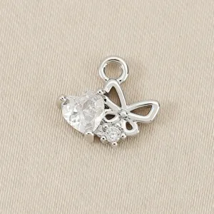 Squisito Pendente Cuore Forma Zircone Farfalla DIY Collana Orecchino Accessorio