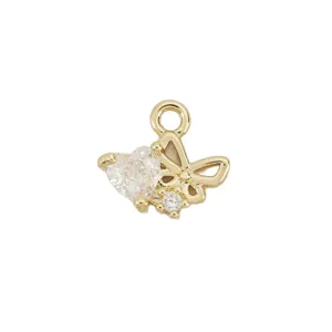 Ciondolo Farfalla Cuore Zircone Placcato Oro 18k Accessorio DIY per Collana Orecchini