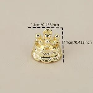 Gold-plated retro court style crown pendant detail view, creative DIY jewelry accessory part.