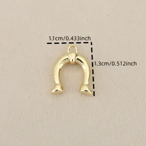 Gold plated horseshoe charm pendant detail view, perfect for DIY jewelry making and crafting.