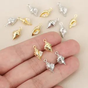 18K Gold Plated Copper Conch Pendant Zirconia Inlaid Ocean Series Sea Snail Charm For DIY Jewelry Making Necklaces Bracelets Accessory