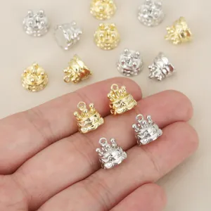Vintage Palace Style Crown Pendant Copper 18K Gold Plated DIY Jewelry Charms For Necklace Bracelet Making Women Retro Accessories
