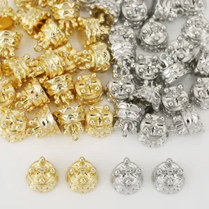 Gold and silver crown metal pendants for DIY jewelry making, vintage style charms accessories.