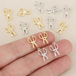 DIY forbici ciondolo charm placcato oro argento con zircone creazione gioielli accessori
