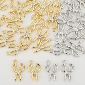 Ciondoli a forbice in oro argento con zircone cubico accessori per gioielli diy