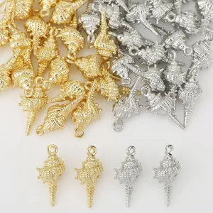 Kleine gouden en zilveren schelpbedels, 3D DIY sieraden hangende accessoires voor kettingen.