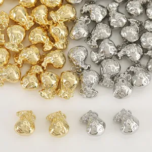3D Chinese Style Lucky Bag Ingot Pendant Copper 18K Gold Plated DIY Jewelry Making Accessories Charms For Necklace Bracelet