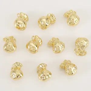 18k gold plated lucky bag charms DIY jewelry pendants traditional Chinese wealth accessories
