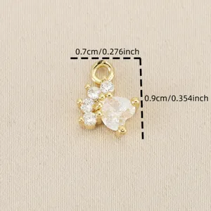Gold plated pet paw zirconia pendant charm for DIY jewelry making, compact and delicate size.