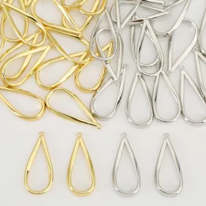 Pendentif Goutte d'Eau Creux Géométrique en Cuivre Plaqué Or 18K Breloques Goutte pour Collier Boucles d'Oreilles DIY Fabrication de Bijoux Femme