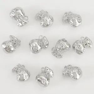 Silver lucky bag metal charms detail view, perfect for custom DIY jewelry making accessories.