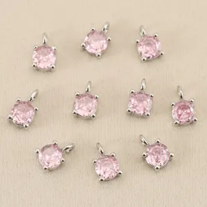 Runder rosa Zirkonia 4-Krappen Anhänger Charm für DIY Halskette Armband Schmuckherstellung.