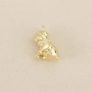 Pendentif bouledogue français 3D en laiton plaqué or pour accessoires de bijoux DIY