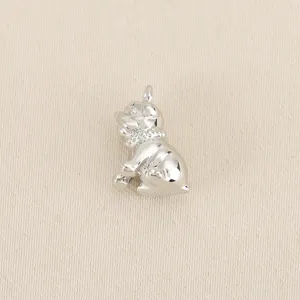 Joli pendentif 3D de bouledogue français argenté pour la fabrication de bijoux DIY et colliers