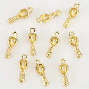 Gold plated spoon charms for DIY jewelry making, cute mini spoon pendants for custom accessories.