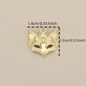 Gold plated cute fox mask pendant diy jewelry accessories fashion metal charm 1.4cm
