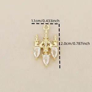 18K gold plated chandelier zircon pendant charm, miniature DIY jewelry accessory detail view.