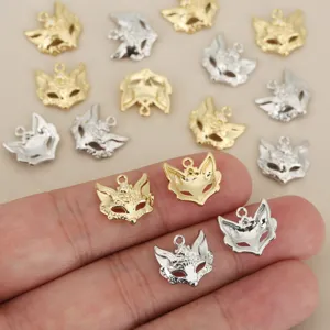 Cute fox mask metal charms for DIY jewelry making, 18k gold and silver plated pendants.