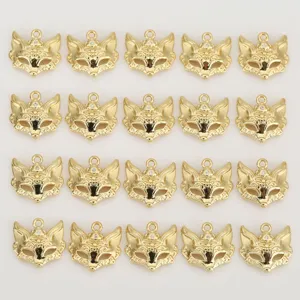 Fox Mask Pendant 18K Gold Plated Copper Rhinestone Charm For DIY Jewelry Making Accessories Gold Silver Mask Pendant