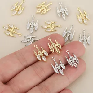 Metal chandelier shape cubic zirconia charms DIY jewelry pendant craft making 10pcs