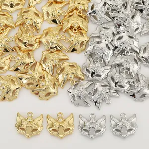 Gold silver fox mask charms DIY jewelry making accessories pendant cute sweet style metal