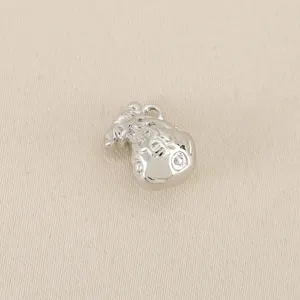 Silver plated metal lucky bag pendant DIY jewelry accessory with traditional lucky motif.