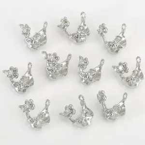 DIY copper bow flower zircon pendant, exquisite silver jewelry accessory for handmade crafting.
