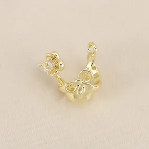 18K Gold Plated Zircon Flower Bow Pendant DIY Jewelry Charm Accessory Detail View