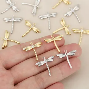 18K Gold Plated Copper Zirconia Dragonfly Pendant For DIY Jewelry Making Accessory For Women Personalized Animal Charm