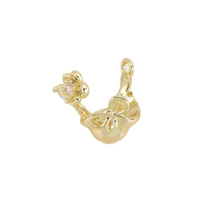 18k Gold Plated Copper Bow Flower Zircon Pendant DIY Jewelry Accessory Charm for Craft